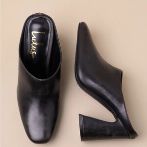 NEW IN BOX Lulu's Black Faux Leather Mules